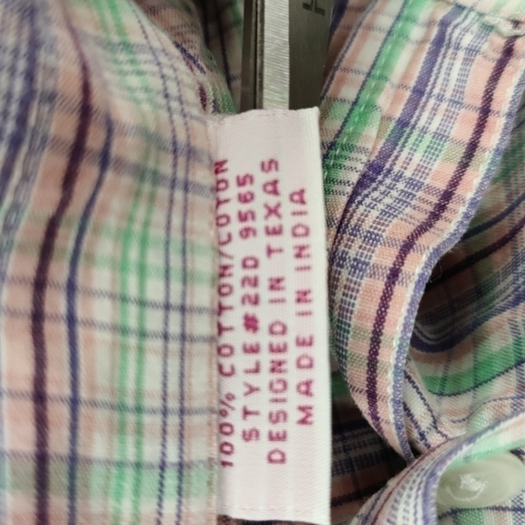 PANHANDLE Slim Western Button Down Pink/Purple/Green Paid Top, Size Medium - Picture 9 of 11